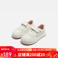 Kappa 卡帕 Kids背靠背卡帕童鞋男女童板鞋春季轻便软底休闲鞋冬季童鞋易穿脱 米白/粉 24