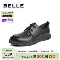 BeLLE 百丽 商务皮鞋男2024春季舒适驾车鞋系带休闲皮鞋A1489AM4 黑色 40