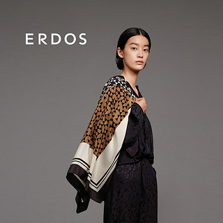 ERDOS 24早春三角格100%桑蚕丝休闲简约女士方巾围巾 奶昔白 86cmX86cm