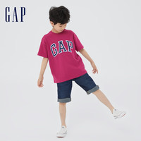 Gap男女大童LOGO字母纯棉亲肤T恤儿童装850572短袖T恤夏季运动上衣 玫红 120cm(S)
