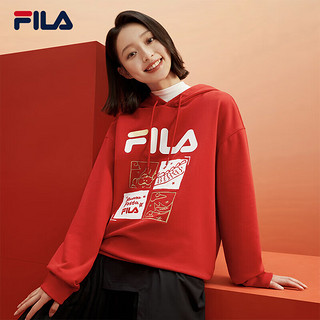 FILA 斐乐 连帽卫衣2024春龘龘龙男女上衣 传奇红-RD 170/92A/M