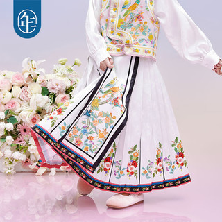 年衣童装女童马面裙半身裙春秋古装儿童汉服唐装中式公主裙子 汉玉白-半身裙 140cm