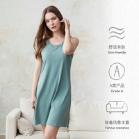 nest designs春夏女士哺乳衣无袖连衣裙衣竹轻盈女士裙装家居服 烟波青(带胸垫) L