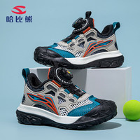 哈比熊（HOBIBEAR）童鞋春夏儿童运动鞋透气网面男童鞋舒适女童鞋JD59S82灰桔/黑32码