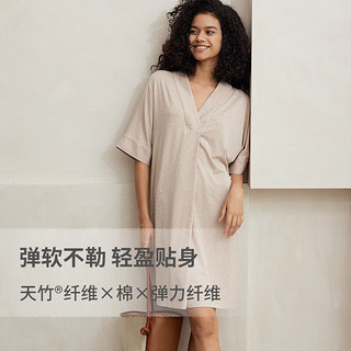 nest designs春夏女士哺乳裙竹轻盈连衣裙装月子服哺乳衣 暖香褐 S