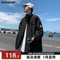 ViiSHOW 外套男春秋季新款潮牌痞帅美式重磅夹克青少年上衣 黑色 XL