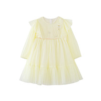 小猪班纳童装2024夏装新款儿童连衣裙小童女童裙子宝宝A字裙夏季 淡黄 1