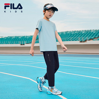 FILA 斐乐 童装儿童裤子运动裤2024夏季小童男女童休闲梭织长裤 传奇蓝-NV 160