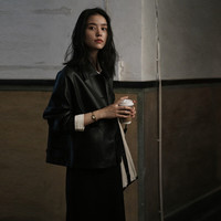 GARNUO黑色皮衣外套女短款2024春秋复古休闲小个子pu机车服夹克上衣 黑色 M【101-110斤】