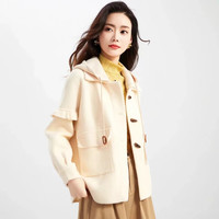 晗沫美衣 双面呢毛呢外套女韩版上衣女中长款针织衫女 HMW5 米色 均码