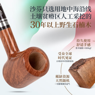 沙芬（SAVINELLI）手工石楠木烟斗老式米涅尔瓦雕刻面P445高档烟斗男士 【310斗型 锤子式直斗 大号】