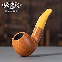 沙芬（SAVINELLI）意大利原产迷你小号手工石楠木过滤烟斗P364便携带626小号弯斗 【迷你小号-626斗型-Yellow】