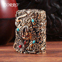 ZORRO盔甲天禄貔貅招财煤油打火机防风砂轮创意高档男生 金色