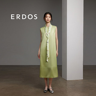 ERDOS 24早春蝴蝶提花100%桑蚕丝休闲简约女士长丝巾围巾 冰沙绿 138cmX10cm