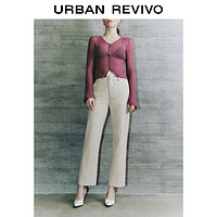 URBAN REVIVO UR2024春季女装时尚简约气质通勤百搭纯色直筒裤UWG640028 卡其灰 XXS