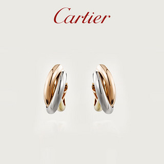 卡地亚（Cartier）Trinity 玫瑰金黄金白金 三环三色金耳环 三色金