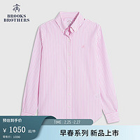 布克兄弟（BrooksBrothers）女士24早春竖条纹免烫通勤长袖衬衫 B650-粉色 2