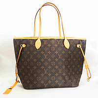 LOUIS VUITTON 中古95新LV菜篮子neverfull单肩/手提包/植鞣革内里更新