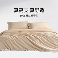 堂皇家纺100支天丝棉套件纯色轻奢高级感床上用品四件套丝滑裸睡 香槟金 1.5床单款四件套/200*230cm被芯