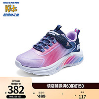 斯凯奇（Skechers）公主爱心闪灯鞋女童魔术贴休闲鞋中大童舒适运动鞋303721L 海军蓝色/多彩色/NVMT 35码