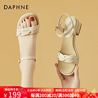 DAPHNE 达芙妮 凉鞋女夏2023夏季新款女鞋仙女风一字带罗马鞋 米色跟高4.2cm 37标准码