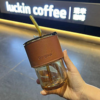 君佰亿 韩式ins风玻璃竹节杯办公室便携吸管杯学生简约小清新有盖咖啡杯 盖+吸管+杯套 400ml（颜色随机）