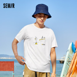 semir森马短袖t恤男合体圆领插画图案纯棉经典学院基础易搭2022夏新款
