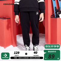 Converse匡威童装冬男童女童加绒长裤裤子儿童运动裤卫裤休闲裤 正黑色（女款） 120/56（6）