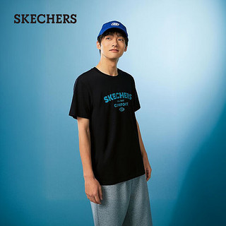 斯凯奇（Skechers）男女同款时尚短袖L224U043 碳黑/0018 L