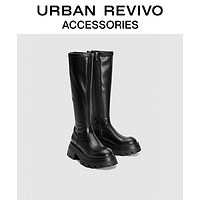 URBAN REVIVO2024春季女士经典摩登弹力厚底长靴UAWS40028 黑色 36