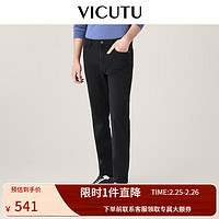 威可多（VICUTU）舒暖牛仔男士牛仔裤橙标舒弹直筒休闲裤子VEW23324735 黑色 175/87B