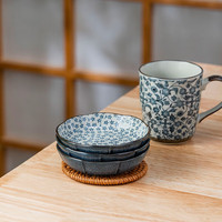 美浓烧(Mino Yaki)日式餐具古染菜盘骨碟子陶瓷家用牛排盘早餐寿司盘小吃盘子 星耀海涛 4英寸