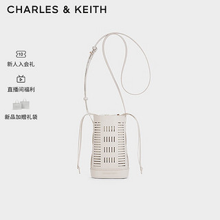 CHARLES&KEITH24春季复古镂空迷你斜挎手机包女CK6-70782315 Oat燕麦色 XS