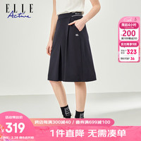 ELLE ACTIVE时尚高腰显瘦半身裙2024夏季莱赛尔干爽透气百搭休闲通勤裙子 藏青色 S