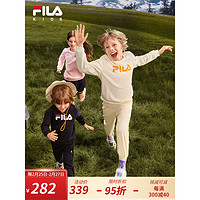 FILA 斐乐 童装2024春男童女童保暖舒适多彩卫衣休闲运动长袖 芦苇白-IV 140