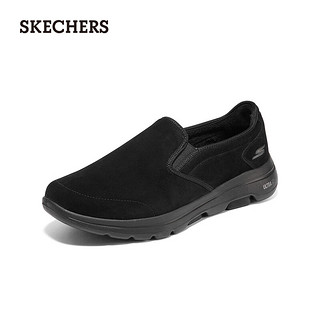 斯凯奇（Skechers）男鞋毛里加绒保暖健步鞋懒人一脚蹬防滑缓震休闲鞋 661054 全黑色/BBK 42.5