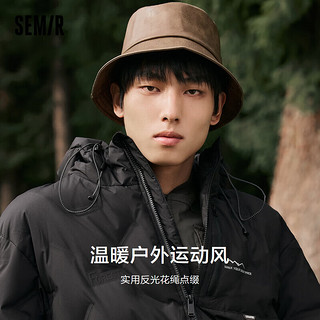 森马（Semir）羽绒服男户外连帽鹅绒服外套简约宽松外套107823113151 黑色90001 XXL