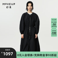幻走（MOVEUP）2024春季收腰倒褶设计师长款外套女 黑色  S