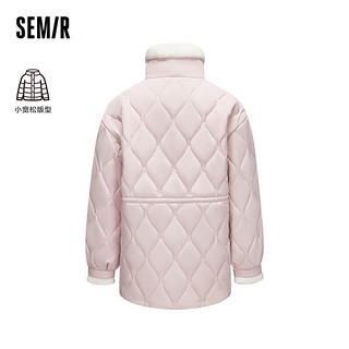 森马（Semir）棉服女中长款宽松立领简约气质收腰棉袄时尚109723112001 橡皮粉61214