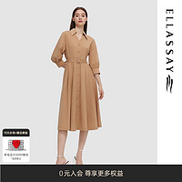 歌力思（ELLASSAY）2024春夏通勤收腰显瘦衬衫式单排扣连衣裙女EWD351Y10400 浅驼色 M