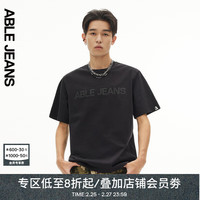 ABLE JEANS 24夏季男士TEE街头LOGO宽松圆领短袖T恤男881212 黑色 S