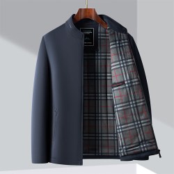 疏赞立领夹克男冬季新款加绒加厚商务休闲中年干部爸爸装保暖外套