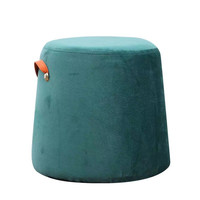 竹思乐实木布艺小凳子家用矮凳墩门口换鞋凳沙发凳成人休闲方凳 墨绿绒布-手提凳