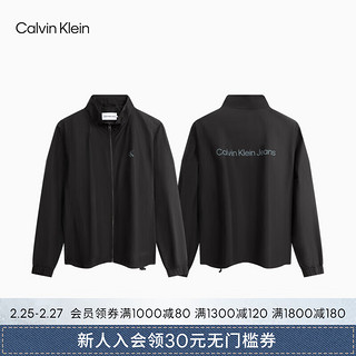 Calvin Klein Jeans24春夏男士简约字母印花运动休闲立领外套J326072 BEH-太空黑 S