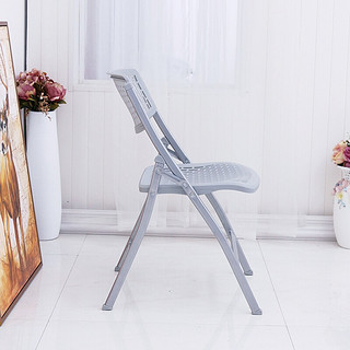 帅力 折叠椅子 塑料办公电脑透气椅休闲便携舒适面餐椅 灰色SL8348