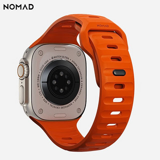 NOMAD苹果iwatch表带适用AppleWatch5/6/7/8/9Ultra运动氟橡胶硅胶防水 活力橙【42/44/45/49mm】