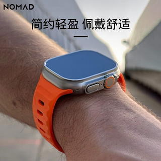 NOMAD苹果iwatch表带适用AppleWatch5/6/7/8/9Ultra运动氟橡胶硅胶防水 活力橙【42/44/45/49mm】