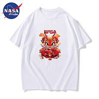 NASAR-FARM短袖t恤男纯棉夏季圆领男女同款潮流款宽松联名T恤 短T-中国龙-白色 3XL
