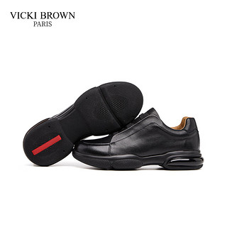 VICKI BROWN【VB男鞋】法国未毕时尚男士皮鞋商务百搭休闲鞋舒适轻质鞋子男 黑色 39 （欧码）