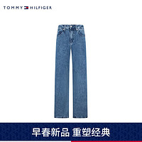 TOMMY HILFIGER 24早春女莱赛尔混纺柔软顺滑宽松直筒牛仔裤WW0WW40637 牛仔蓝1A6 26